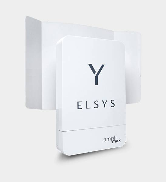 El Amplimax ELSYS integra un modem 4G y una antena direccional heptabanda de alta ganancia con salida Ethernet y telefonía fija, compatible con tecnologías 4G, 3G y 2G.